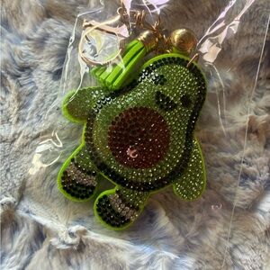 Green Crystal Embellished Keychain